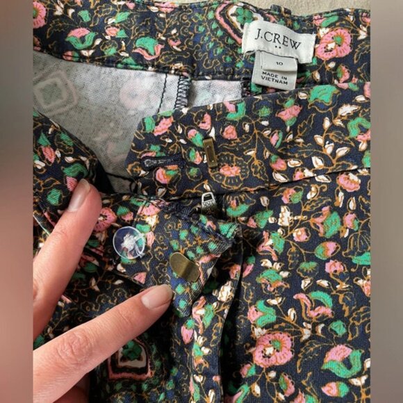 J. Crew Skimmer Ankle Pant Floral Begonia Office Work Pants‎ - Picture 4 of 8
